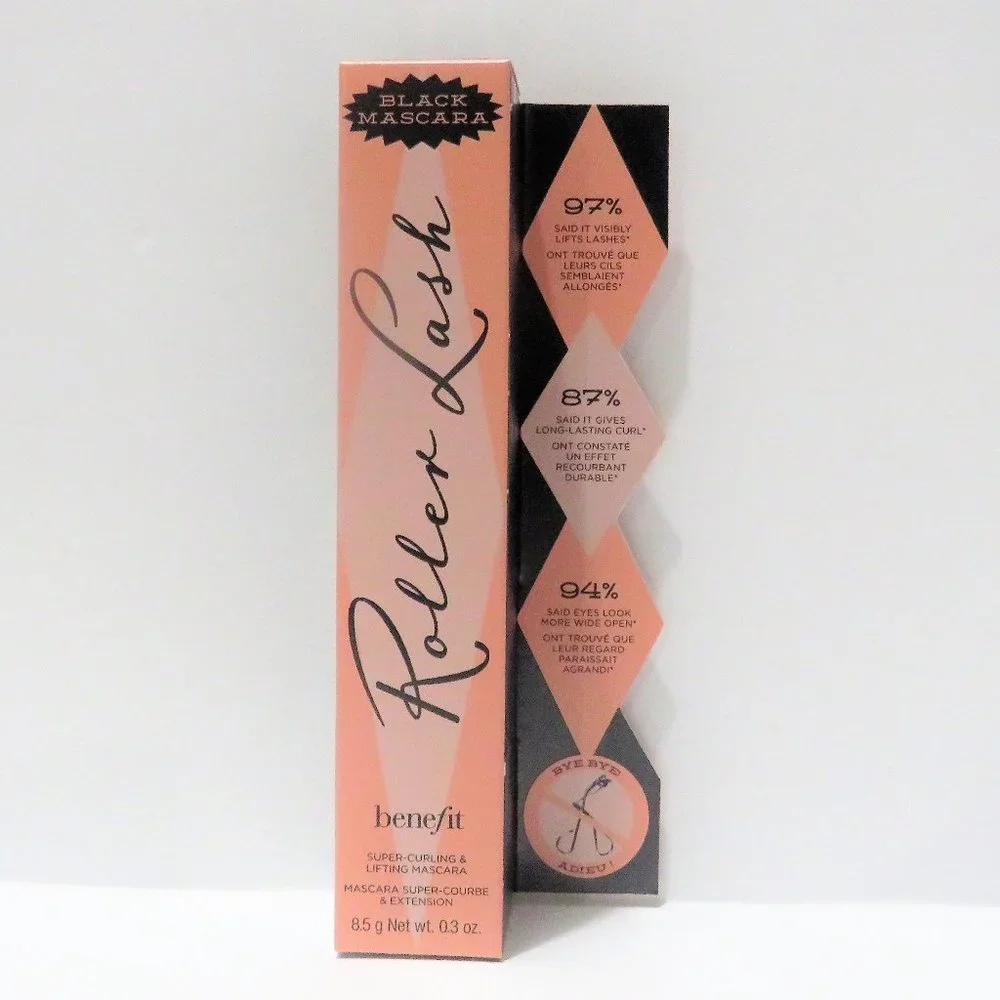 BENEFIT ROLLER LASH SUPER-CURLING & LIFTING MASCARA - BLACK 0.3 OZ 2 PC LOT